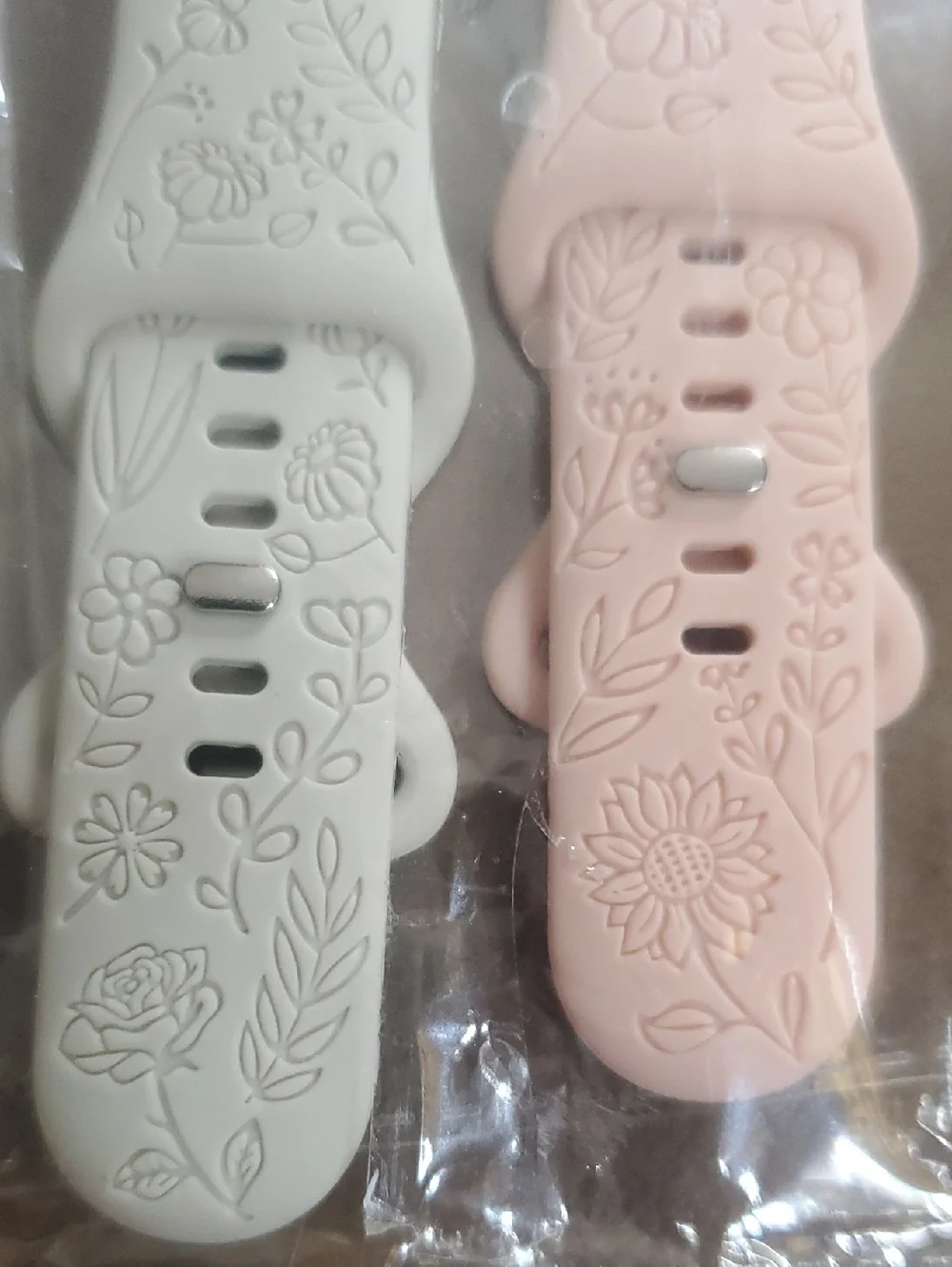 Smartwatch Band Floral Silicone Set Of Two Light Pink And White Only